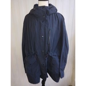 J Crew Womens Lightweight Windbreaker Jacket Hooded Navy Blue 3X - EUC!